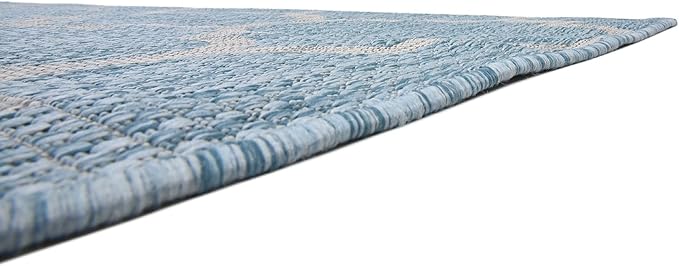 Unique Loom Outdoor Trellis Collection Area Rug (8' x 11' 4" Rectangle, Aquamarine/ Gray)