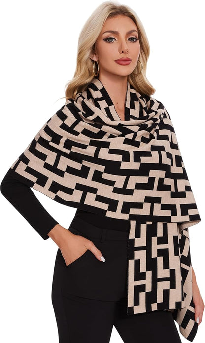PULI Women's Pashmina Shawl Wraps for Evening Dress Large Scarf Blanket Long Wedding Bridal Winter Warm Shoulder Wrap