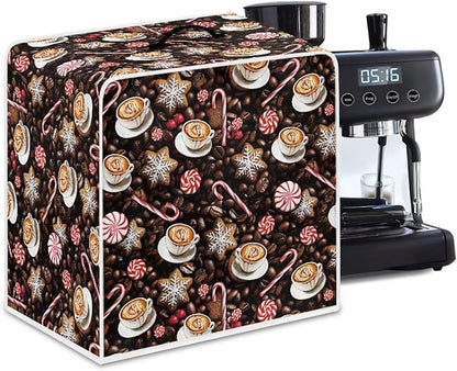 Coffee Maker Cover Christmas Coffee Machine Dust Cover Washable Folding Xmas Kitchen Decoration