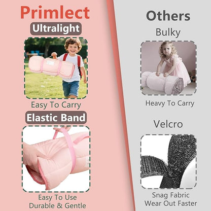 Primlect Lightweight Toddler Nap Mat Perfect for Warm Sleepers, Portable Sleeping Bag with Removable Pillow and Fleece Blanket, Washable, Great for 3 Seasons, Daycare, Preschool, Boy and Girls
