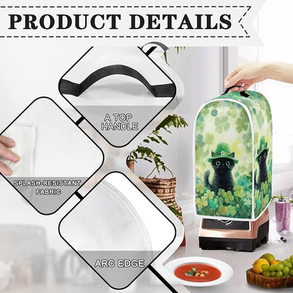 Talayituse Cat Shamrock Print Blender Dust Cover, Fingerprint Protection Cover for Stand Mixer or Coffee Machine, Home Kitchen Appliance Covers for Stain Dust Resistant Supplies St Patrick's Day Decor