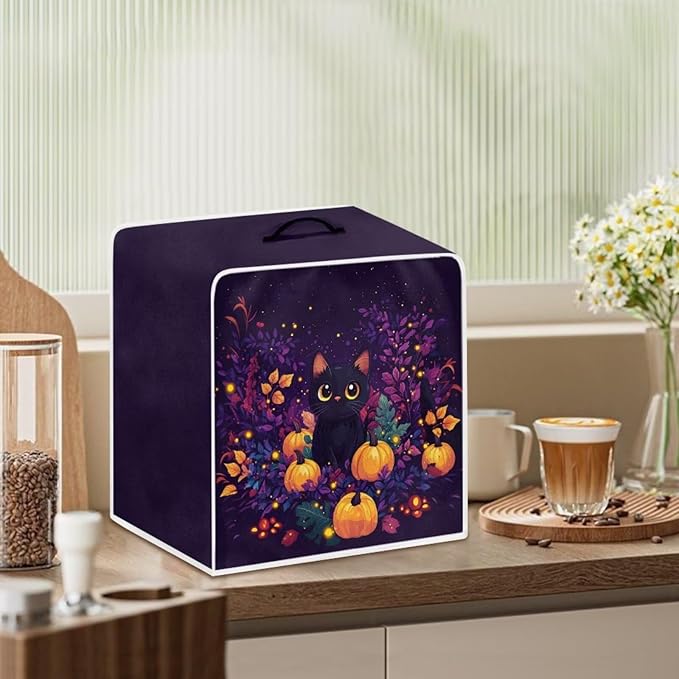 Halloween Coffee Maker Cover Black Cat Coffee Machine Protector Dustproof Waterproof Appliance Covers