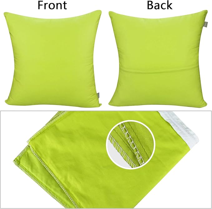 Thmyo 4-Pack 100% Cotton Comfortable Solid Decorative Throw Pillow Case, Square Cushion Cover Pillowcase Sublimation Blank Pillow Covers DIY Throw Pillowcase for Sofa(20x20 inch/ 50x50cm,Light Green)