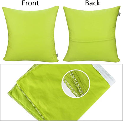 Thmyo 4-Pack 100% Cotton Comfortable Solid Decorative Throw Pillow Case, Square Cushion Cover Pillowcase Sublimation Blank Pillow Covers DIY Throw Pillowcase for Sofa(16x16 inch/ 40x40cm,Light Green)