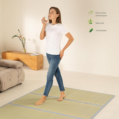MustMat Tatami Mat Japanese Foldable Mattress Full Size Japanese Floor Bed Mattress Rush Grass (Full)