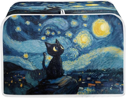 Black Cat Galaxy Toaster Cover 2 Slice Oven Cover Dustproof Kitchen Small Appliance Protector Toaster Dust Covers for Kitchen Counter, S, Blue