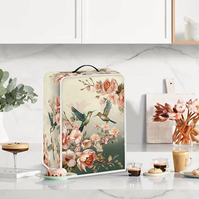 Coffee Maker Cover Protector Hummingbird Floral Kitchen Appliance Dust Cover Waterproof Folding Protector