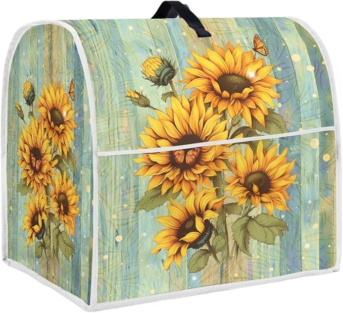 Sunflower Stand Mixer Cover Green Wood Grain Mixer Cover Dust Cover Compatible with 6-8 Quart Kitchen Mixer Anti-Stain Anti-Static Appliance Cover with Top Handl and Pockets