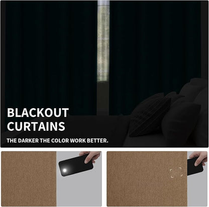 Easy-Going Linen Look Blackout Curtain Grommet Window Curtain Drapes for Bedroom, Living Room Thermal Insulated Room Darkening (2 Panels, 52x63 inch, Brown)