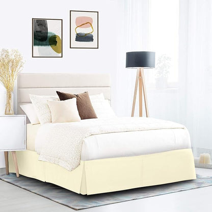 Nestl Vanilla Yellow Full XL Bed Skirt - Full XL Size Bed Skirt 14 Inch Drop - Brushed Microfiber Bed Skirts - Hotel Quality Pleated Bed Skirt - Shrinkage & Fade Resistant