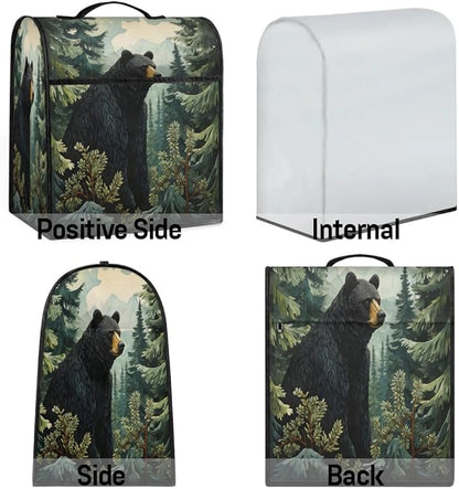 Kitchen Appliance Cover Fits 6-8 Quarts Mixer & Coffee Maker, Bear Dust Cover with Pockets
