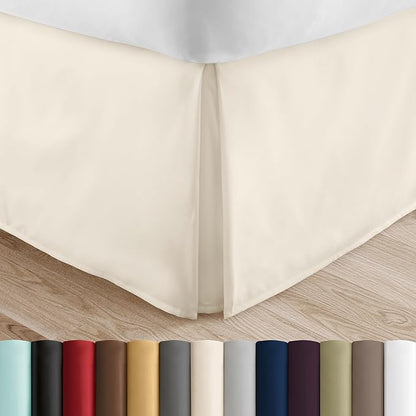 Linen Market Bed Skirt - Ultra Soft Microfiber - Easy Fit with 14 Inch Tailored Drop - Hotel Quality, Shrinkage & Fade Resistant - Bed Cover - Queen Bed Set - Bedroom Décor - (Queen, Ivory)