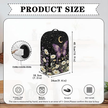 Butterfly Moon Floral Blender Cover Dust Cover Delicate Appliance Dust Cover for Small Food Processor Coffee Maker Juice Maker Purple Butterfly