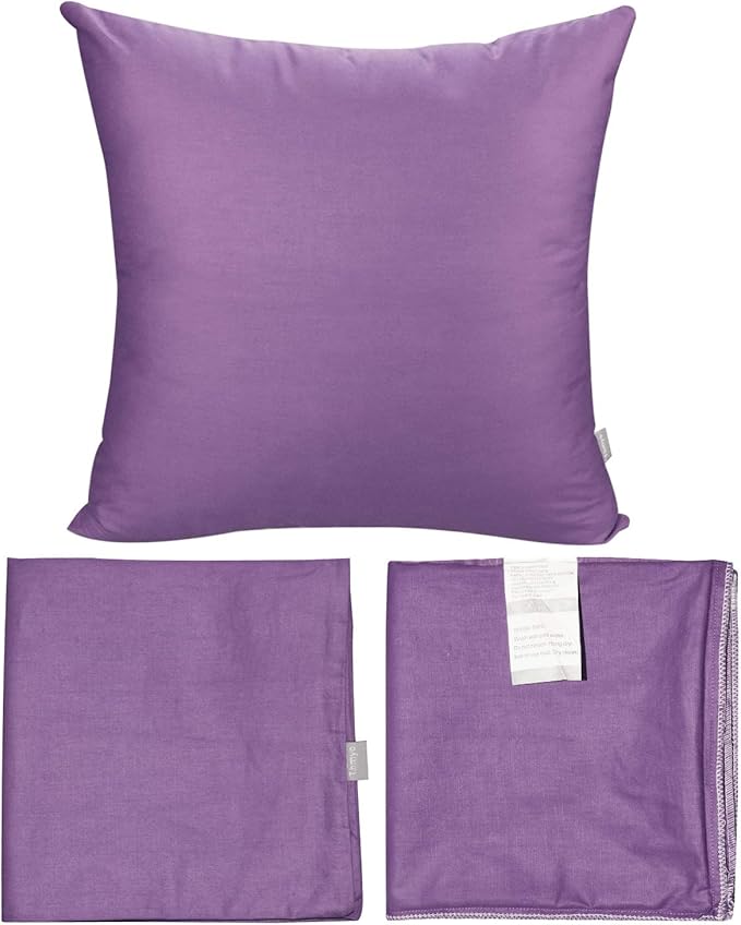 Thmyo 4-Pack 100% Cotton Comfortable Solid Decorative Throw Pillow Case, Square Cushion Cover Pillowcase Sublimation Blank Pillow Covers DIY Throw Pillowcase for Sofa(16x16 inch/ 40x40cm,Purple)