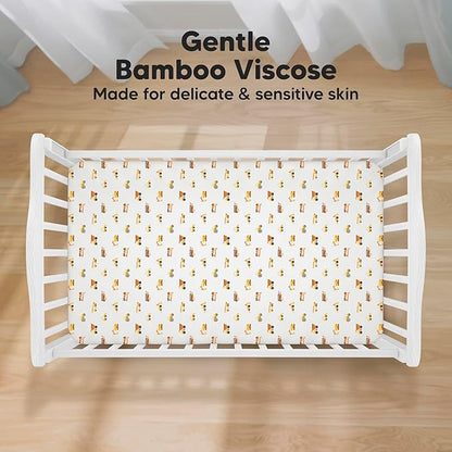 KeaBabies 2-Pack Baby Crib Sheets for Boys, Girls - 52x28 Viscose Derived from Bamboo Toddler Bed Sheets Neutral, Fitted Crib Mattress Cover for Standard Baby Bedding, Soft & Cozy (Construction)