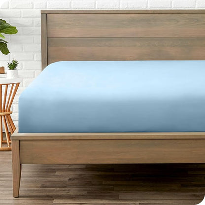 Bare Home Fitted Bottom Sheet Twin XL Size - Premium 1800 Microfiber - Ultra-Soft Hotel Luxury - Deep Pocket - Durable and Long Lasting (Twin XL, Light Blue)