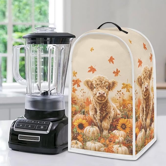 Highland Cow Blender Cover for Kitchen Small Appliance Dust Cover Fall Kitchen Decor Food Processor Dustproof Covers with Handle Blender Protection Accessories, Maple Leaf