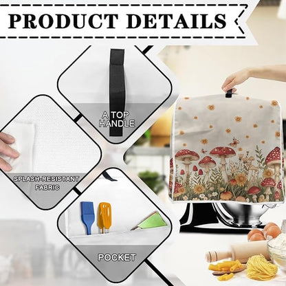 Mushroom Mixer Cover Compatible for 4.5-5 Quart Kitchen Mixer Modern Kitchen Appliance Dust Cover with Top Handle and Accessories Pocket, Home Decor 2025
