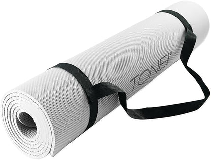 TONE Fitness Yoga Mat 1/4" Thick Non Slip Exercise & Pilates Mat for Home Workouts with Carrying Strap | Multiple Options