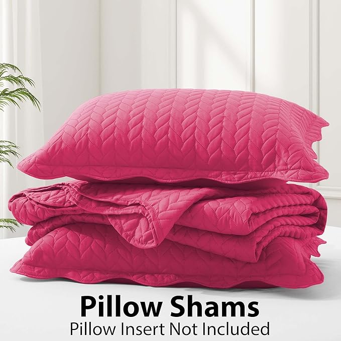 IR Imperial Rooms 8 Pack California King Quilt Bedding Set (118"x106") - Bulk Wholesale for Hotels, Guest Bedroom & Airbnbs - Lightweight Microfiber Reversible Embossed Quilts Bedspread (Pink)