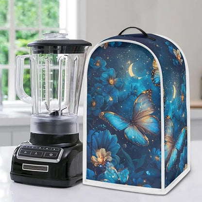 Blue Butterfly Blender Covers for Kitchen Food Processor Cover with Handle, Dust Covers for Kitchen Appliances Stand Mixer or Coffee Maker Appliance Cover for Household