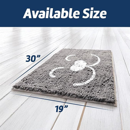 Muddy Mat® Pet Face Dog Door Embroidery Mat Super Absorbent Microfiber Indoor Outdoor mat for Muddy Paws, Non-Slip Washable Pet Rug, Quick Dry Chenille Entryway Carpet, Machine Washable – Grey 19”x30”