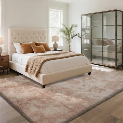 Fluffy Rug Shaggy Area Rug, Mottling Beige 10x14 Area Rugs for Bedroom, Super Soft Shaggy Rugs for Living Room Bedroom Kids Room Home Decor, Upgrade Anti-Skid Rectangular Fuzzy Rug
