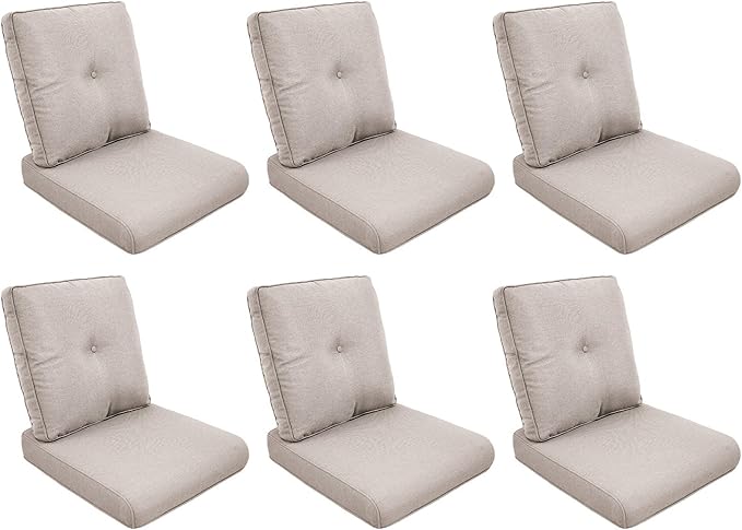 Patio Cushions for Outdoor Furniture - 22" x 25" x 4" UV Resistant Thick Foam Cushions Water Resistant Replacement Cushion for Outdoor Patio Furniture Chair/Sofa/Couch | Blue | 6-Pack |