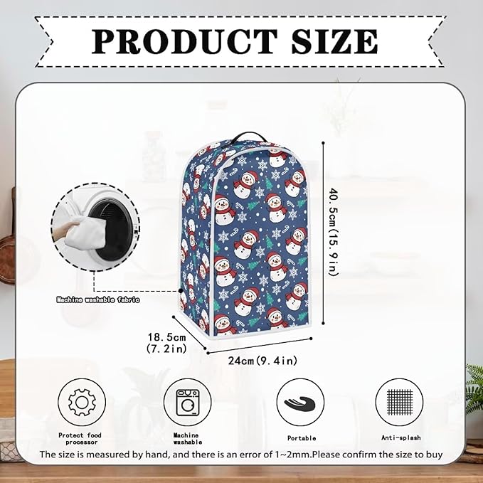 Talayituse Snowman Snowflake Tree Candy Print Blender Cover Christmas Decor Fingerprint Protection Cover for Stand Mixer or Coffee Machine, Kitchen Appliance Covers for Stain Dust Resistant Supplies