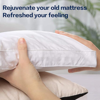COHOME Full Size Mattress Topper Extra Thick Cooling Mattress Pad 400TC Cotton Top Plush Down Alternative Fill Pillow Top Mattress Cover with 8-21 Inch Deep Pocket (54x75 Inches, White-Classic)