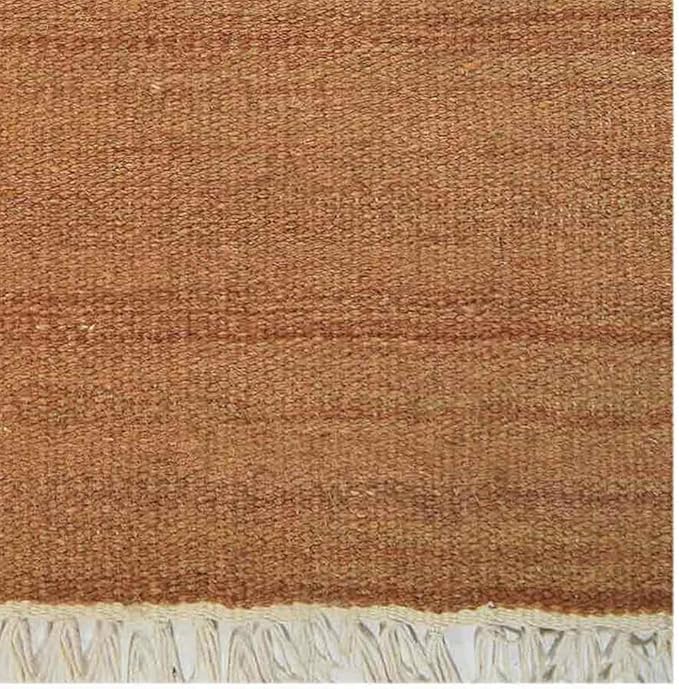 Rugsotic Carpets Hand Woven Flat Weave Kilim Wool 3'x5' Area Rug Solid Orange D00111