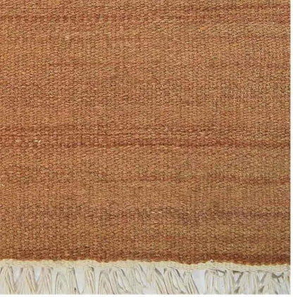 Rugsotic Carpets Hand Woven Flat Weave Kilim Wool ECO-Friendly Area Rugs - 4'x6', Rectangle Shape, Orange Color, Solid Plain Design, Low Pile Handmade Rugs for Living Room, Bed Room (D00111)
