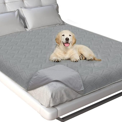 Moonsea Waterproof Blanket Dog Bed Cover with Non-Skid Bottom, Couch Cover for Dogs, Mattress Protector Furniture Protector, Bed Couch Sofa(102" X 82") Grey