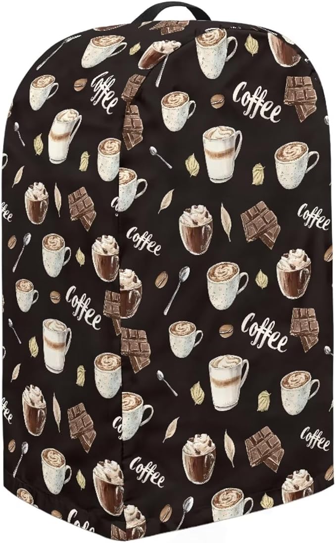 Chocolate Coffee Cups Blender Cover for Kitchen Food Processor Cover Dust Foldable Coffee Appliance Cover Universal Design with Top Handle