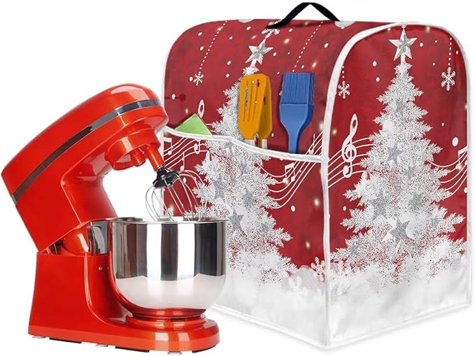 Christmas Mixer Cover for Kitchen Aid 6-8 Quart Stand Mixers, Xmas Tree Kitchen Appliance Dust Cover Washable Dustproof Cloth Cover with Pocket for Kitchenware Gift for Christmas