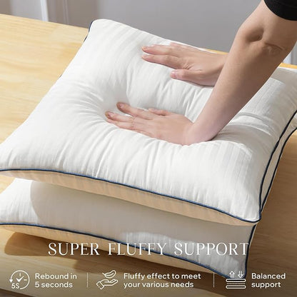 Phantoscope 18x18 Pillow Inserts, Decorative Throw Pillow Inserts with 100% Cotton Striped Cover, Virgin Fiber Pillow Sham Stuffer, Square Couch Cushion Pillows, Pack of 2, 18x18 Inch