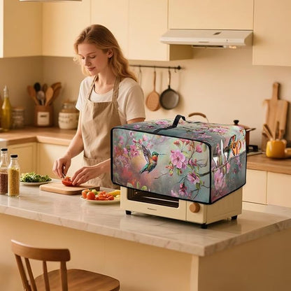 Air Fryer Toaster Oven Dust Cover Protective Microwave Oven Cover Small Appliance Protector Decorations Kitchen Accessories, S, Hummingbird Pink Flower