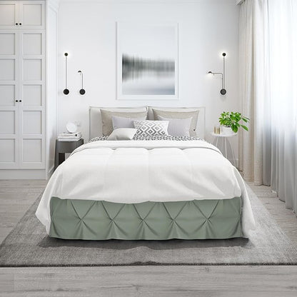 Nestl Sage Green Bed Skirt Twin Size, Pinch Pleat Twin Bed Skirt, 14" Inch Drop Twin Bedskirt, Hotel Quality Sage Green Bed Skirts, Premium Microfiber Bedskirt for Twin Bed, Sage Green Twin Bed Skirt