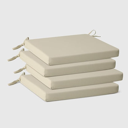 WestinTrends Solace Outdoor Patio Kitchen Dining Chair Square Seat Cushions Set of 4, 20 x 18, Beige