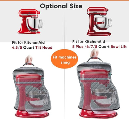 BAGSPRITE Stand Mixer Cover with Appliance Sliders Compatible with KitchenAid Mixer 6/7/8 Quart with Pockets for Kitchen Aid Accessories and Attachments