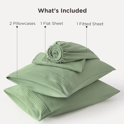 Bedsure Deep Pocket King Sheet Set - Fits Mattresses Up to 21 Inches Thick - 4 Piece GentleSoft Bed Sheets, Moisture Wicking, Soft & Cooling Bedsheet & Pillowcases, Easy & Secure Fit, Light Green