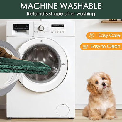 Washable Dog Bed Plush Orthopedic Outdoor Crate Mat with Non-Slip Bottom,Luxe Soft Kennel Pad for Pets,Cozy Cage Cushion & Pet Sleeping Mattress Large Sized,Medium,Small Dogs,24 x 18 inch,Green