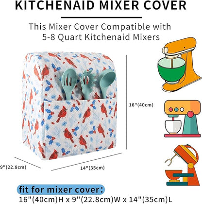 Stand Mixer Cover,Cardinal Print Kitchen Mixer Cover Compatible With 5-8Qt Kitchenaid Hamilton Mixers,Cardinal Gifts Kitchen Decor,Kitchen Aid Mixer Covers,Pioneer Woman Kitchen Aid Mixer Assecories