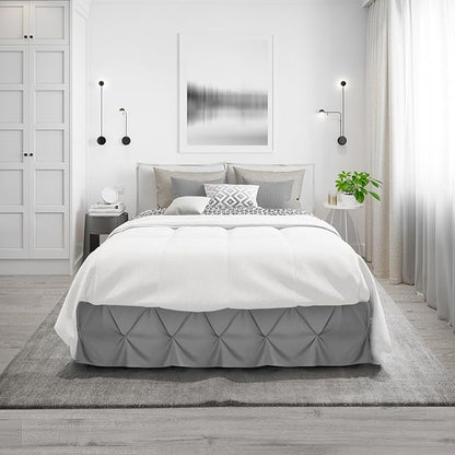 Nestl Dark Grey Bed Skirt Cal King Size, Pinch Pleat Cal King Bed Skirt, 14" Inch Drop Cal King Bedskirt, Hotel Quality Grey Bed Skirts, Microfiber Bedskirt for Cal King Bed, Grey Cal King Bed Skirt