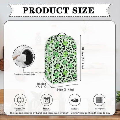 Talayituse Shamrock Leopard Print Blender Dust Cover, Fingerprint Protection Cover for Stand Mixer or Coffee Machine, Kitchen Appliance Covers for Stain Dust Resistant Supplies St Patrick's Day Decor