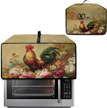 Air Fryer Toaster Oven Dust Cover Dust Protection Countertop Convection Oven Cover Stain-resistant Kitchen Appliance Protector, S, Chicken Rooster Vintage Floral