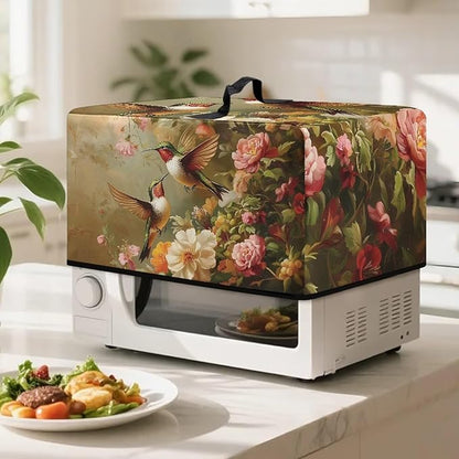 Microwave Oven Dust Cover, Hummingbird Polyester Waterproof Microwave Dust Cover Oil Proof Microwaves Ovens Covers Decorative Kitchen Appliance Covers for Air Fryer Toaster