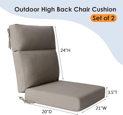 Sunbrella Outdoor High Back Chair Cushion Seat Pads, 44 x 21 Inch Water-Repellent & Fade-Resistant Patio Furniture Cushions with Ties for Adirondack, Rocking Chairs, Cast Shale