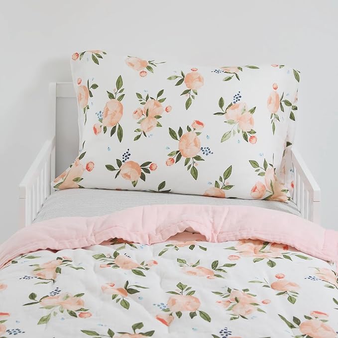 Little Unicorn Toddler Bedding 3-Piece Set | Super Soft & Breathable Muslin Fabric | for Convertible Cribs & Toddler Beds (Watercolor Roses Grande)