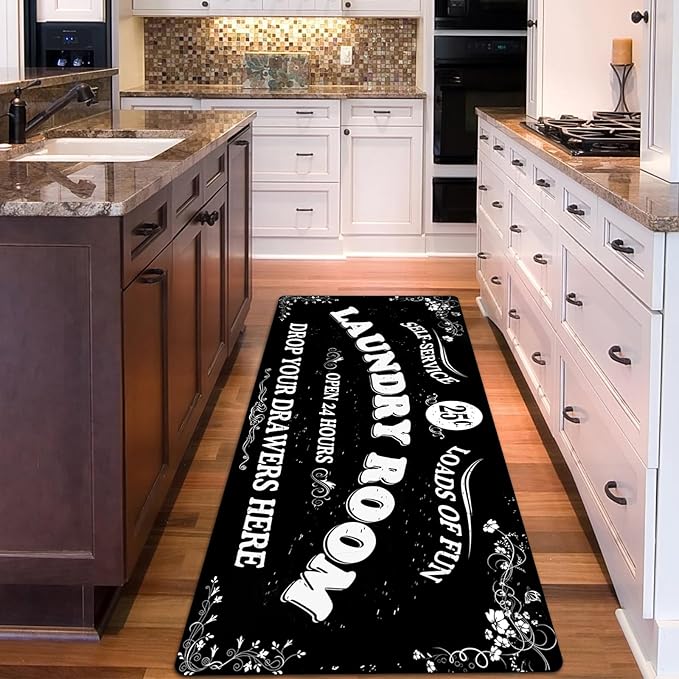 Zoke Laundry Room Rug Runner Stylish Non-Slip Laundry Room Mat 20"x59", Versatile, Waterproof Runner for Laundry, Kitchen, and Bathroom, Mudroom Decor and Farmhouse Charm
